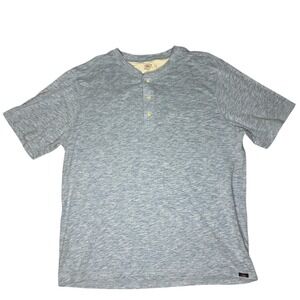 Faherty Shirt Mens XL Heather Blue Henley Short Sleeve Cotton Blend‎ Stretch